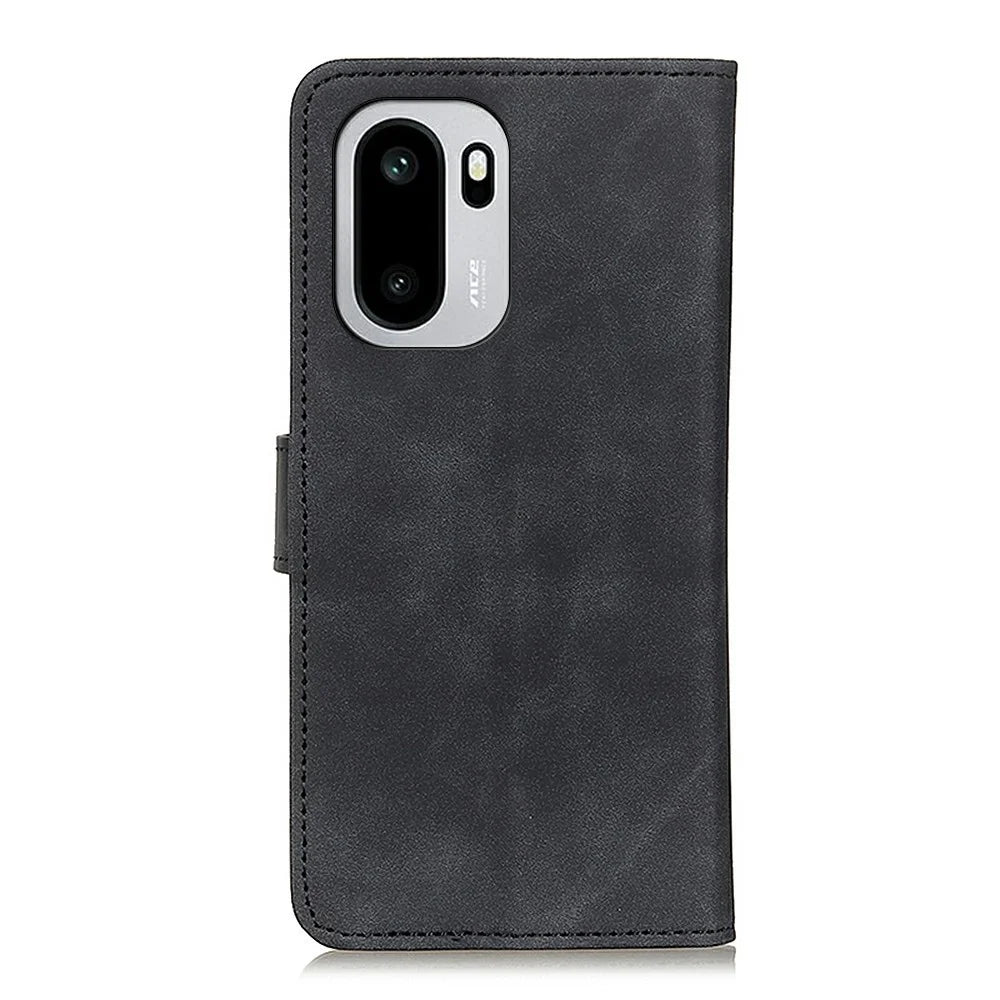 KHAZNEH PU Leather Case for OnePlus Ace 6 5G / Ace 6T 5G / 15R 5G Retro Texture Phone Cover - Black - 5