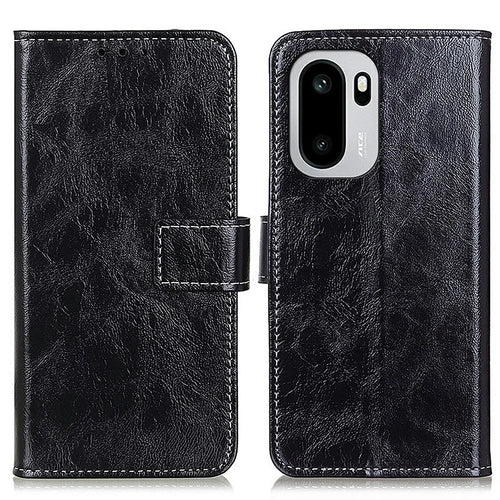 Leather Case for OnePlus Ace 6 5G / Ace 6T 5G / 15R 5G Wallet Phone Cover Crazy Horse Texture - Black - 1