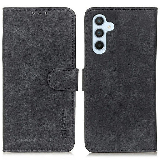 KHAZNEH For Samsung Galaxy A37 5G Case PU Leather Retro Texture Phone Cover - Black - 1