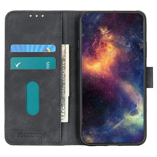 KHAZNEH For Samsung Galaxy A37 5G Case PU Leather Retro Texture Phone Cover - Black - 2