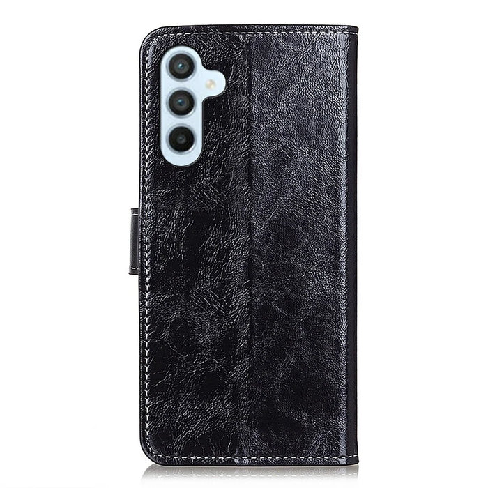 For Samsung Galaxy A37 5G Case Wallet Leather Phone Cover Crazy Horse Texture - Black - 4