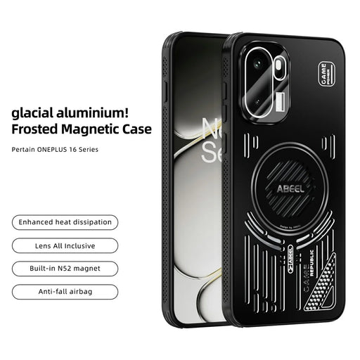 ABEEL For OnePlus 15R 5G / Ace 6T 5G / Ace 6 5G Magnetic Case Aluminium Alloy + PC + TPU Hollow Heat Dissipation Phone Cover - Black - 2
