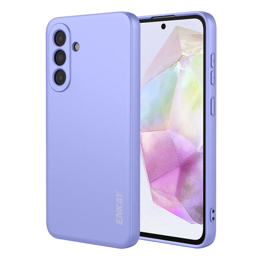 ENKAY HAT PRINCE For Samsung Galaxy A37 5G Silicone Case   Straight Edge Cell Phone Back Cover - Purple - 1