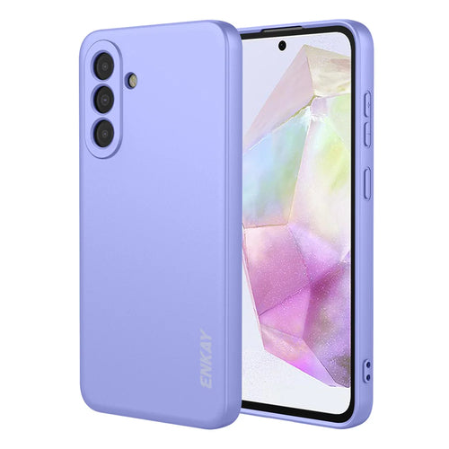 ENKAY HAT PRINCE For Samsung Galaxy A37 5G Silicone Case   Straight Edge Cell Phone Back Cover - Purple - 1