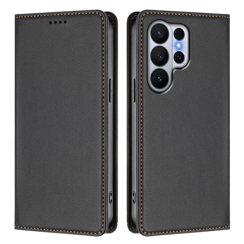 For Samsung Galaxy S26 Ultra Leather Wallet Case Magnetic Closure RFID Blocking Phone Cover - Black - 1