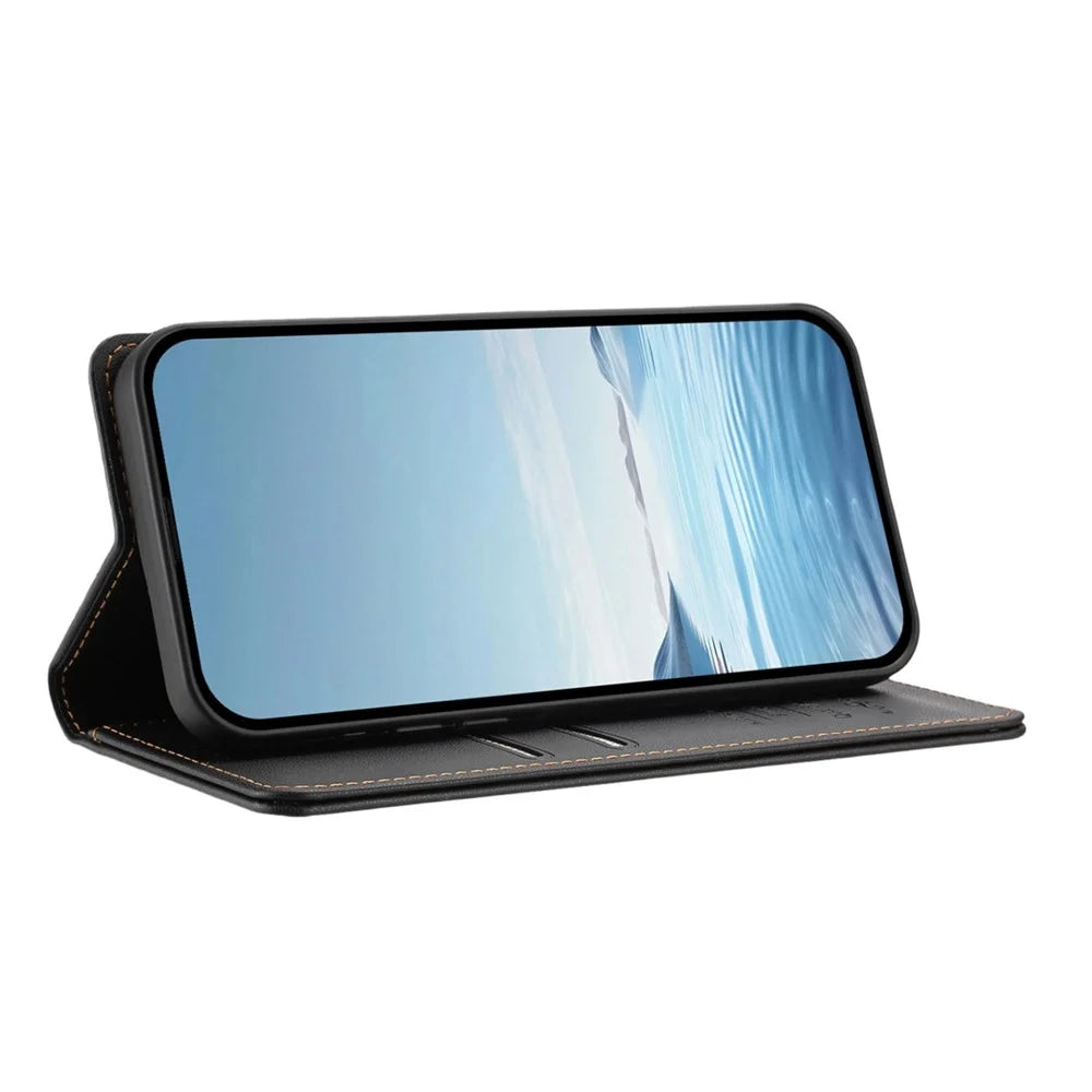 For Samsung Galaxy S26 Ultra Leather Wallet Case Magnetic Closure RFID Blocking Phone Cover - Black - 2