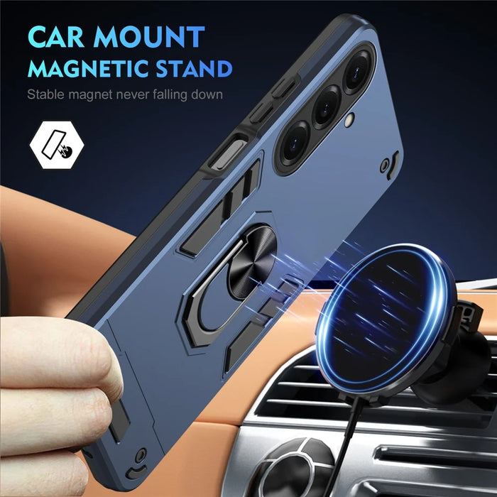 For Samsung Galaxy S26 Case PC + TPU Drop Defend Phone Cover with Ring Kickstand - Blue - 2