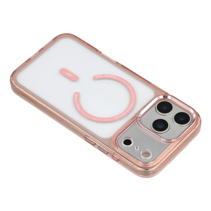 JAUCASE For iPhone 17 Pro Max Magnetic Case Shockproof TPU PC Phone Cover Compatible with MagSafe - Transparent Pink - 5