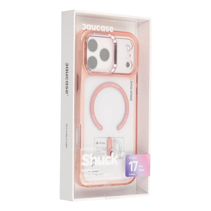 JAUCASE For iPhone 17 Pro Magnetic Case Shockproof TPU PC Phone Cover Compatible with MagSafe - Transparent Pink - 6
