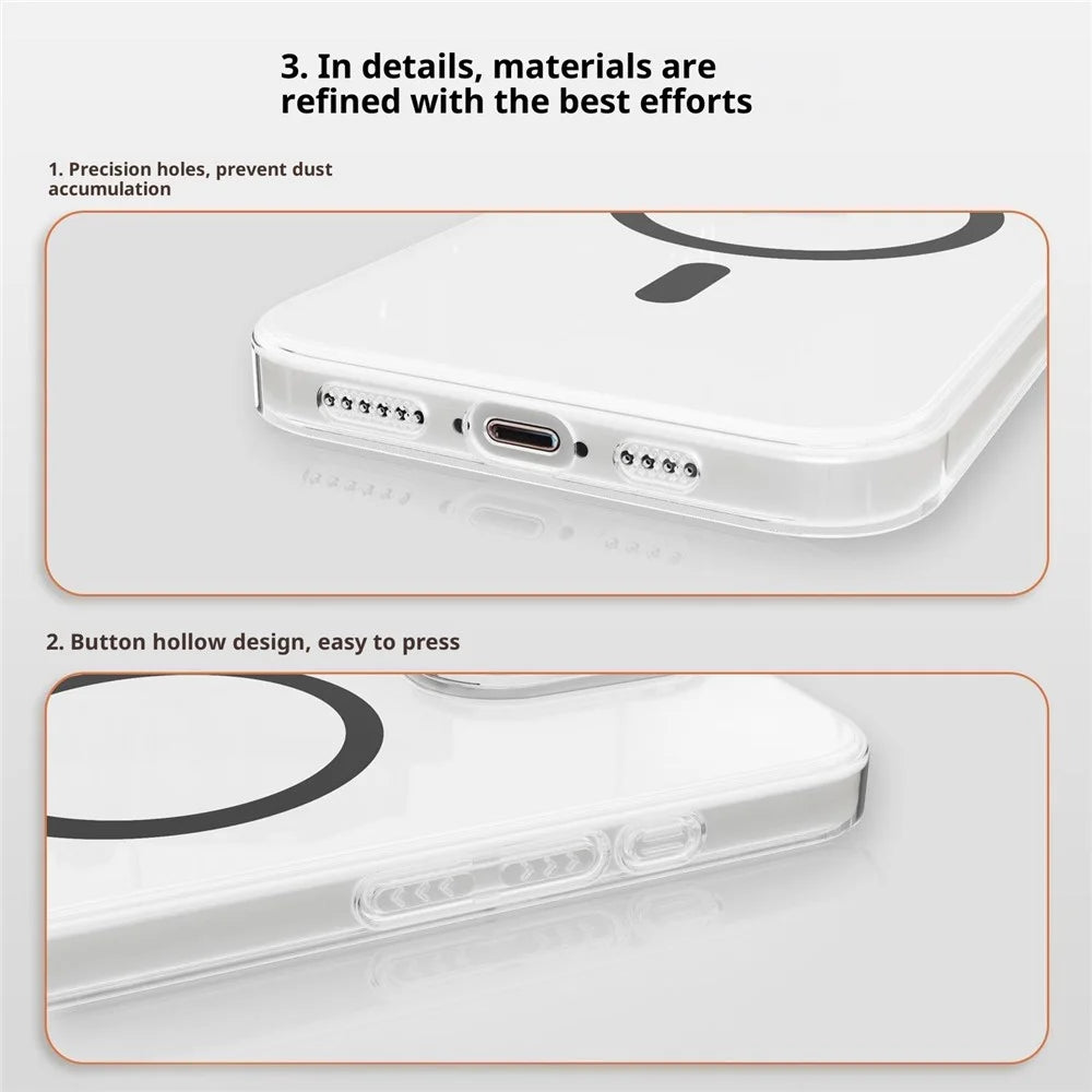 For iPhone 16 Pro Max Clear Magnetic Case Hard PC Phone Protective Back Cover Compatible with MagSafe - Blue - 3
