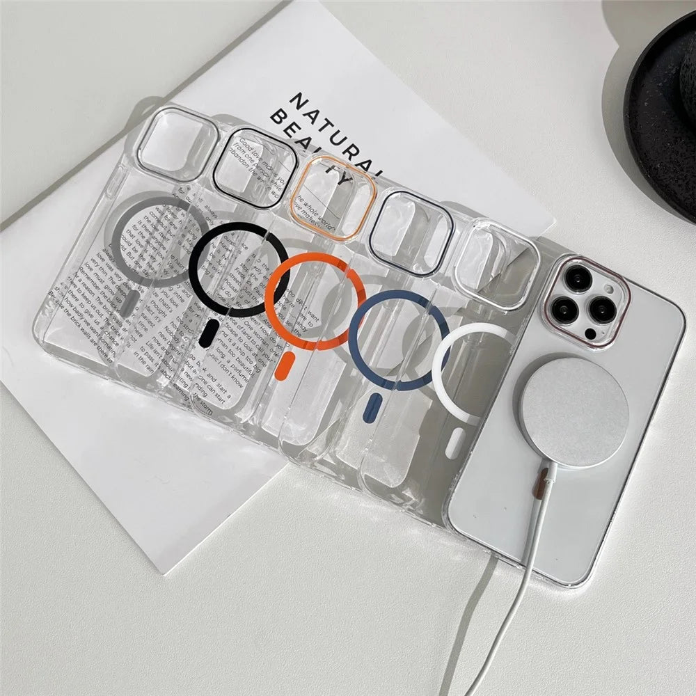 For iPhone 16 Pro Max Clear Magnetic Case Hard PC Phone Protective Back Cover Compatible with MagSafe - Blue - 7
