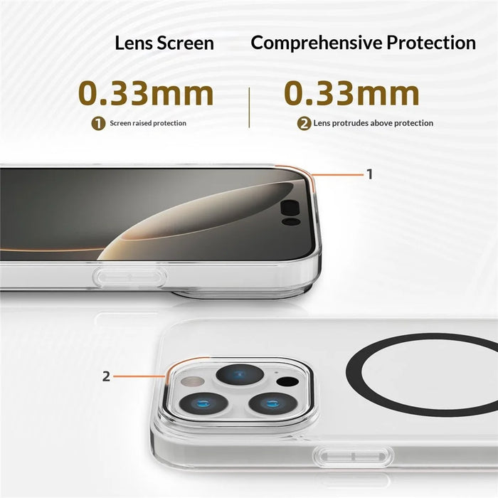 For iPhone 15 Pro Clear Magnetic Case Hard PC Phone Protective Back Cover Compatible with MagSafe - Black - 3