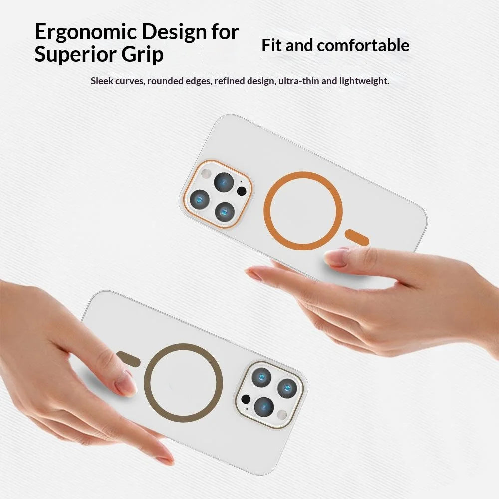 For iPhone 15 Pro Max Clear Magnetic Case Hard PC Phone Protective Back Cover Compatible with MagSafe - Black - 5