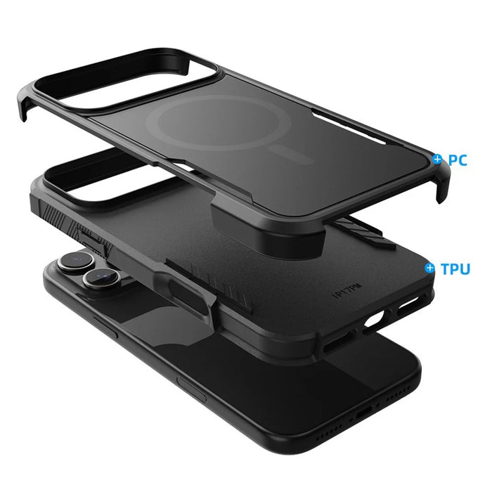 For iPhone 18 Pro Max / 17 Pro Max Magnetic Case PC + TPU Shockproof Matte Phone Cover - 4