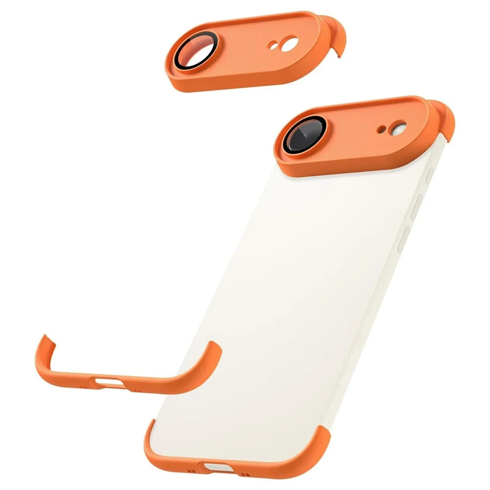 For iPhone Air Case Frameless Phone Corner Pad TPU Bumper Cover with Camera Lens Protector - Orange - 1