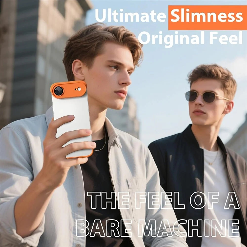 For iPhone Air Case Frameless Phone Corner Pad TPU Bumper Cover with Camera Lens Protector - Orange - 2