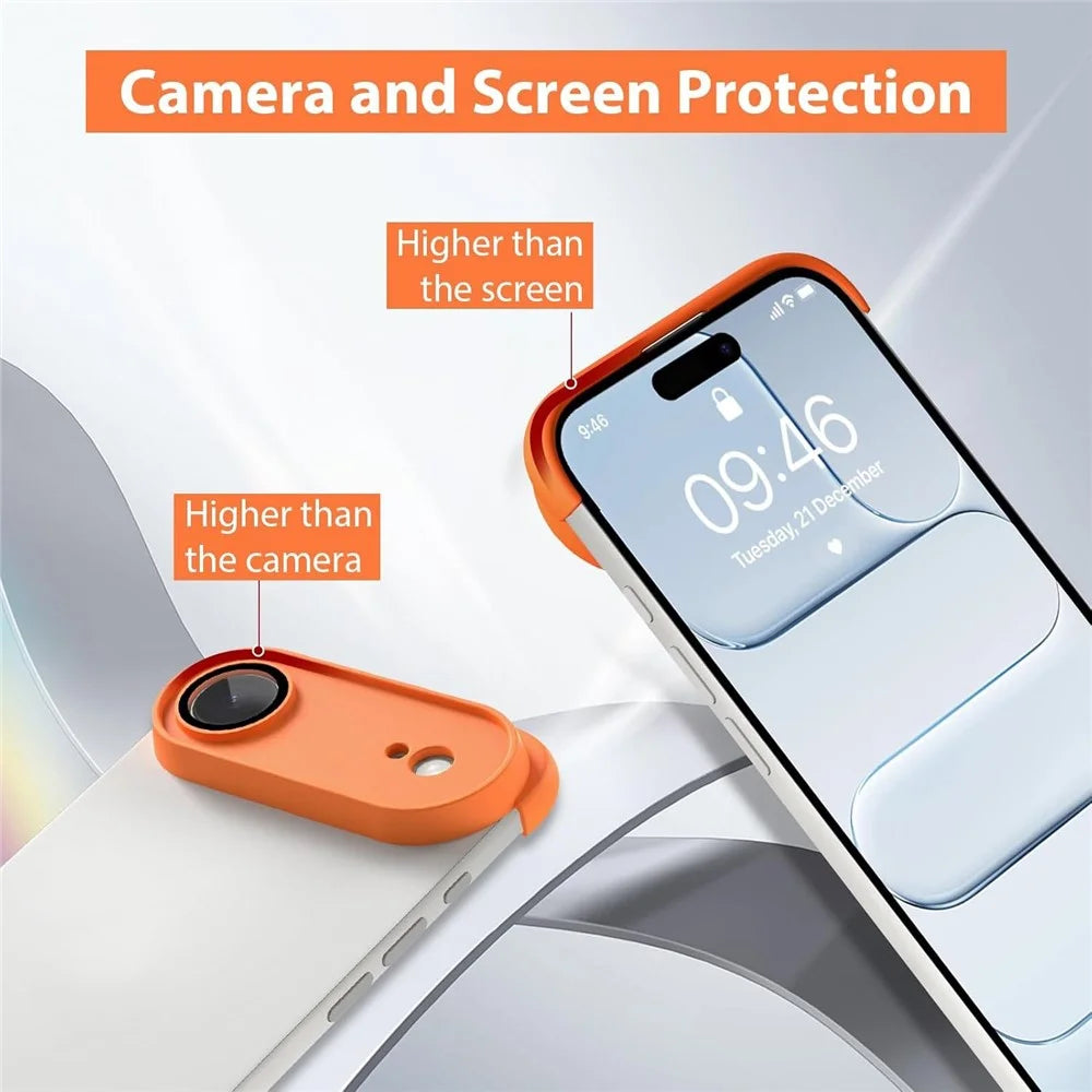 For iPhone Air Case Frameless Phone Corner Pad TPU Bumper Cover with Camera Lens Protector - Orange - 5