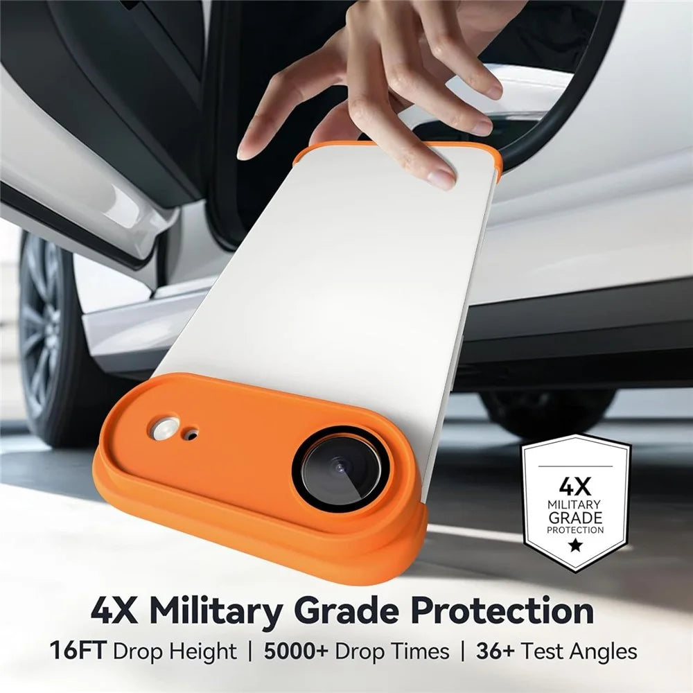 For iPhone Air Case Frameless Phone Corner Pad TPU Bumper Cover with Camera Lens Protector - Orange - 6