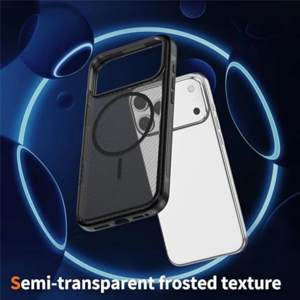 For iPhone 18 Pro Max / 17 Pro Max Magnetic Case Carbon Fiber Texture PC + TPU Anti-Slip Phone Cover Compatible with MagSafe - Black - 4