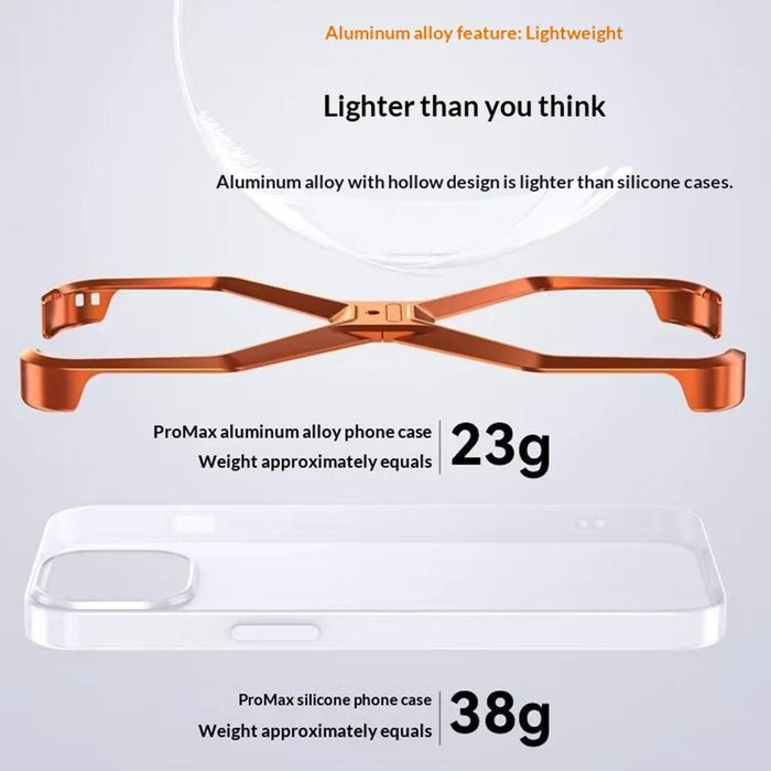 For iPhone 17 Pro Max Bumper Case No Frame Aluminium Alloy X-Shape Phone Cover - Orange - 4