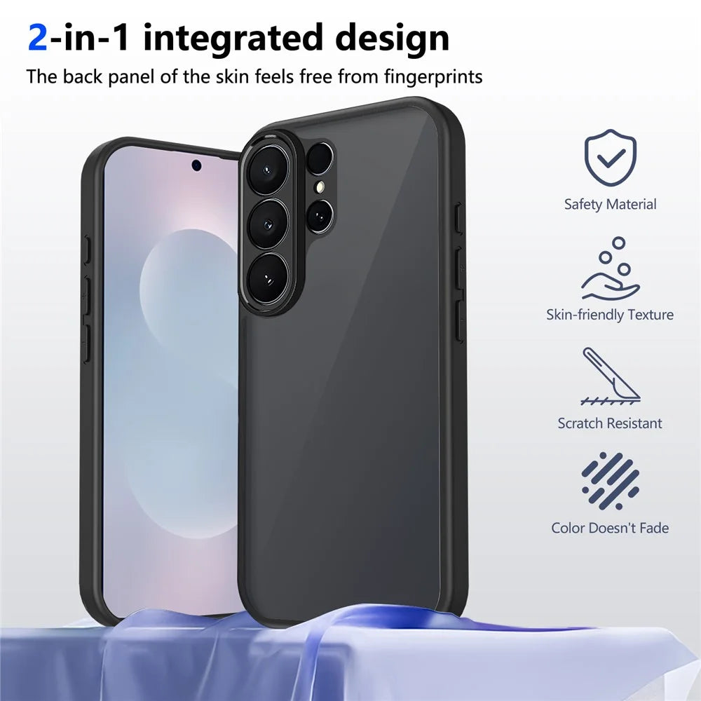 For Samsung Galaxy S26 Ultra Case Skin Touch Matte PC + TPU Anti-Drop Phone Cover - Transparent Black - 2
