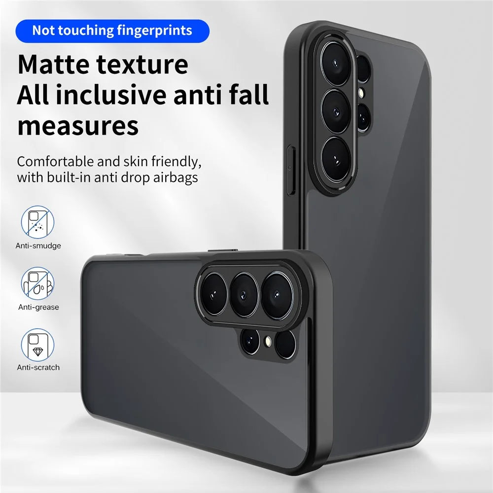 For Samsung Galaxy S26 Ultra Case Skin Touch Matte PC + TPU Anti-Drop Phone Cover - Transparent Black - 6