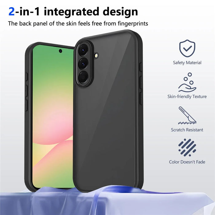 For Samsung Galaxy A37 5G Case Skin Touch Matte PC + TPU Anti-Drop Phone Cover - Transparent Black - 2