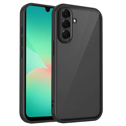 For Samsung Galaxy A57 5G Case Skin Touch Matte PC + TPU Anti-Drop Phone Cover - Transparent Black - 1