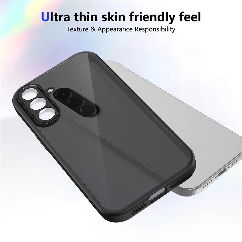 For Samsung Galaxy A57 5G Case Skin Touch Matte PC + TPU Anti-Drop Phone Cover - Transparent Black - 3
