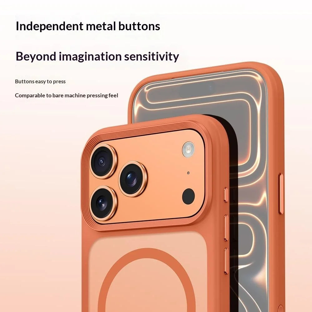For iPhone 17 Pro Max Magnetic Phone Cover Skin Touch TPU + PC Shockproof Back Case Compatible with MagSafe - Orange - 6