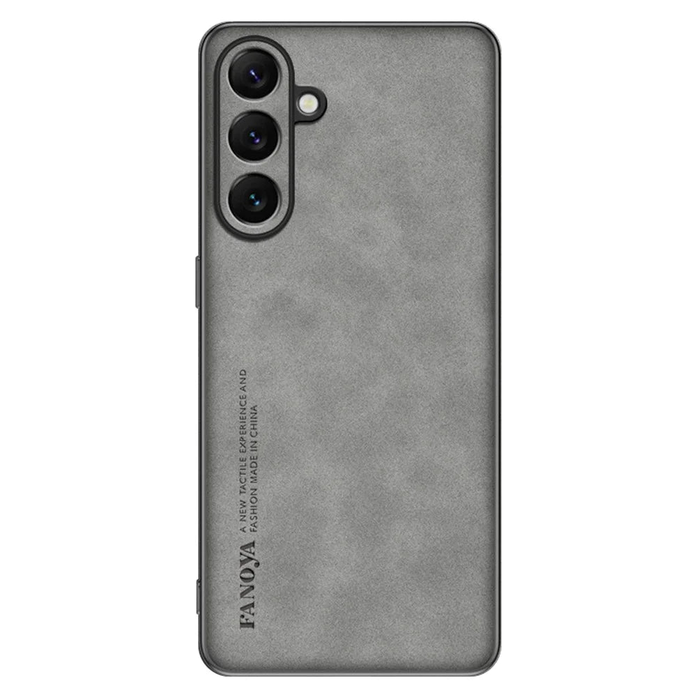 For Samsung Galaxy S26 Case Suede Leather Texture TPU + PU Phone Back Cover - Grey - 1