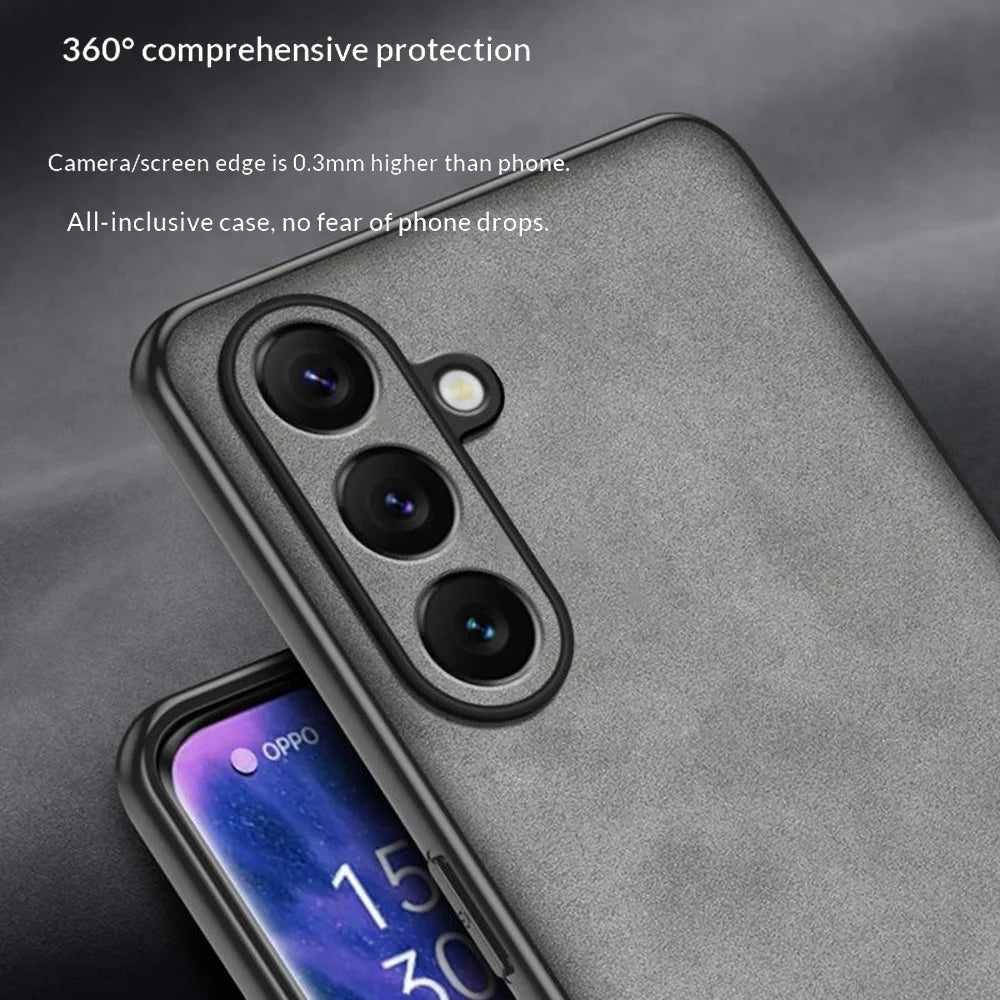 For Samsung Galaxy A37 5G Case Suede Leather Texture TPU + PU Phone Back Cover - Grey - 5