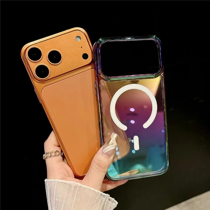 For iPhone 17 Pro Max Magnetic Phone Cover Gradient Design TPU PC Shockproof Back Case Compatible with MagSafe - Transparent Black - 4