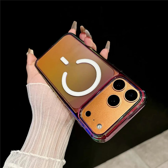 For iPhone 17 Pro Max Magnetic Phone Cover Gradient Design TPU PC Shockproof Back Case Compatible with MagSafe - Transparent Black - 5