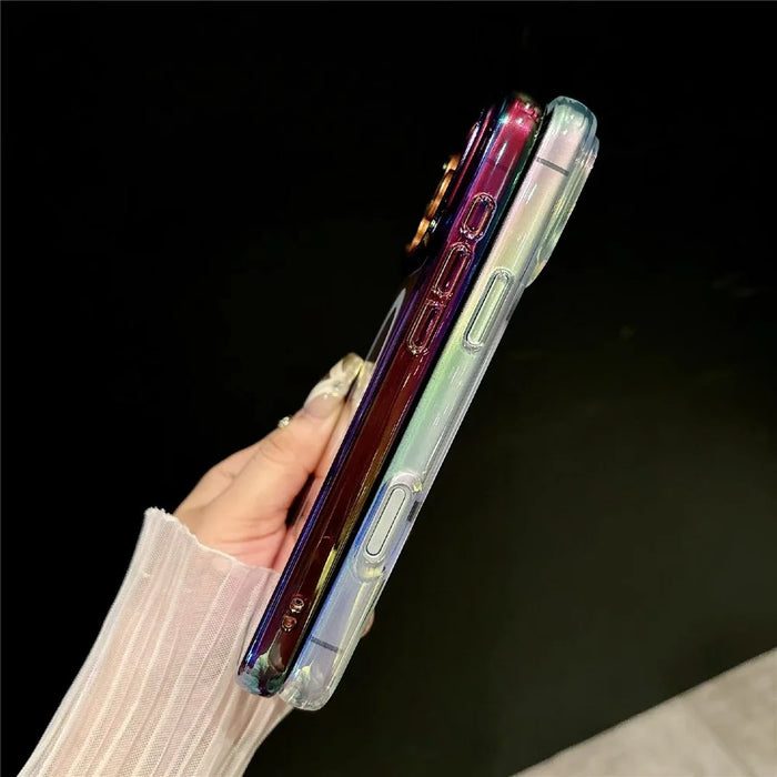 For iPhone 17 Pro Max Magnetic Phone Cover Gradient Design TPU PC Shockproof Back Case Compatible with MagSafe - Transparent Black - 6