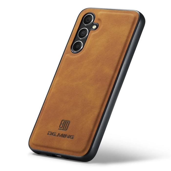 DG.MING For Samsung Galaxy S26 Case PU Leather Covered PC + TPU Hybrid Phone Shell - Brown - 4