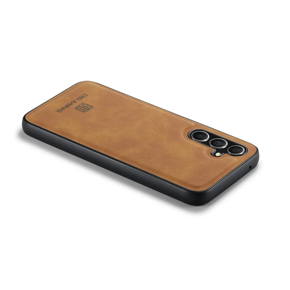 DG.MING For Samsung Galaxy S26 Case PU Leather Covered PC + TPU Hybrid Phone Shell - Brown - 6