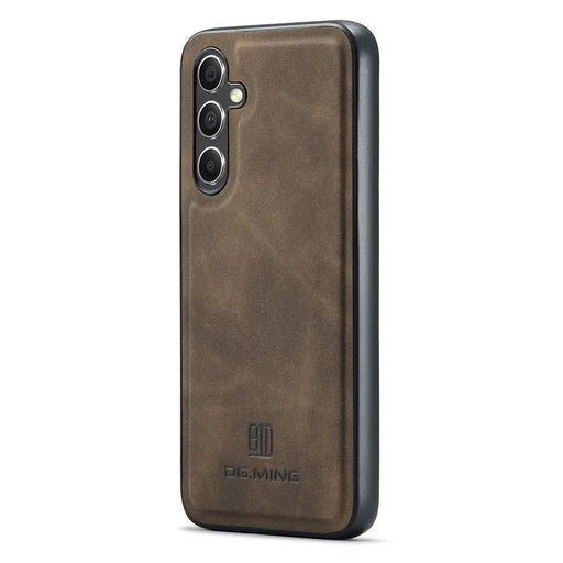 DG.MING For Samsung Galaxy S26+ Case PU Leather Covered PC + TPU Hybrid Phone Shell - Coffee - 1