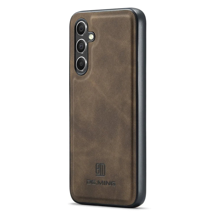 DG.MING For Samsung Galaxy S26+ Case PU Leather Covered PC + TPU Hybrid Phone Shell - Coffee - 1