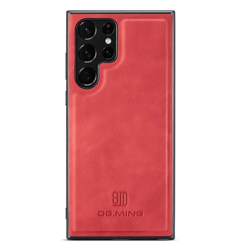 DG.MING For Samsung Galaxy S26 Ultra Case PU Leather Covered PC + TPU Hybrid Phone Shell - Red - 1