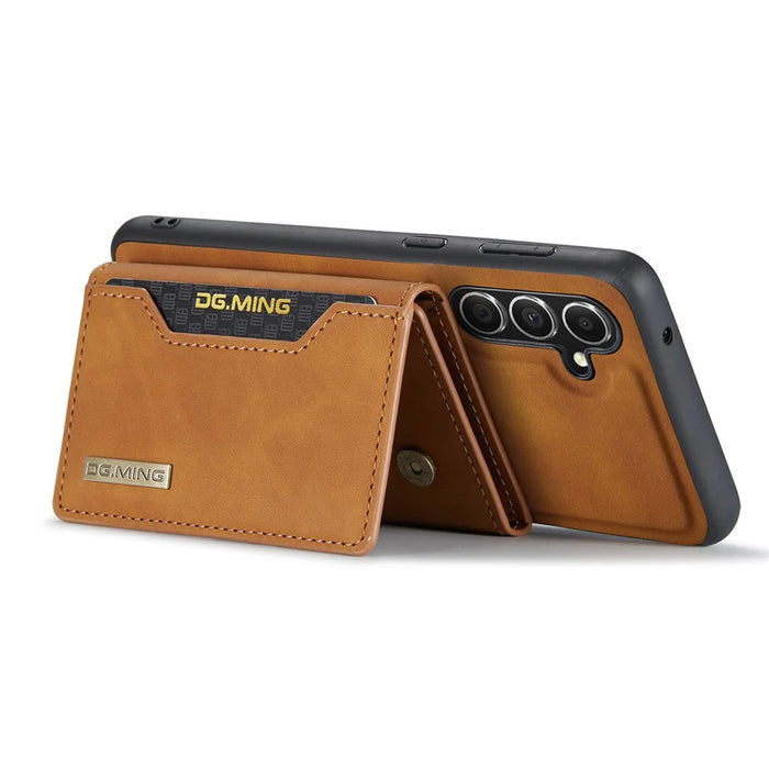 DG.MING M2 Series for Samsung Galaxy S26 Case PU Leather Tri-Fold Multiple Card Slots Holder Pocket Purse - Brown - 3