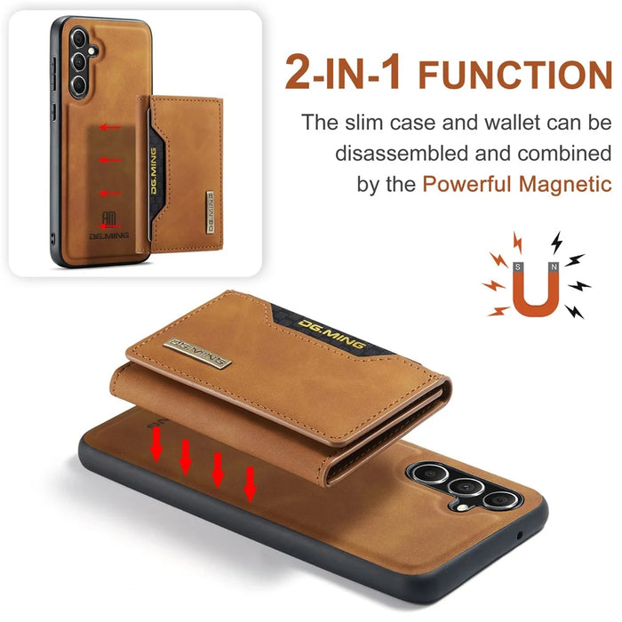 DG.MING M2 Series for Samsung Galaxy S26 Case PU Leather Tri-Fold Multiple Card Slots Holder Pocket Purse - Brown - 5