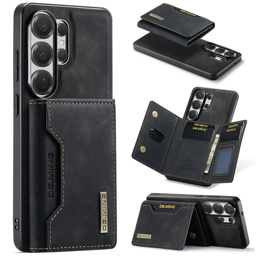 DG.MING M2 Series for Samsung Galaxy S26 Ultra PU Leather Tri-Fold Multiple Card Slots Holder Pocket Purse - Black - 1
