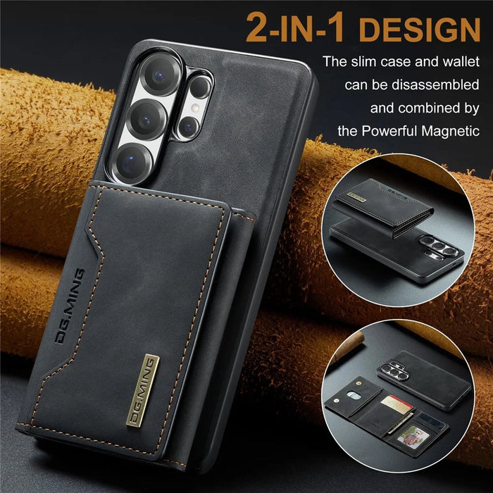 DG.MING M2 Series for Samsung Galaxy S26 Ultra PU Leather Tri-Fold Multiple Card Slots Holder Pocket Purse - Black - 5