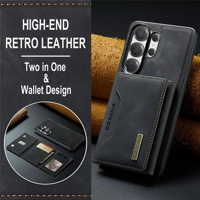 DG.MING M2 Series for Samsung Galaxy S26 Ultra PU Leather Tri-Fold Multiple Card Slots Holder Pocket Purse - Black - 7