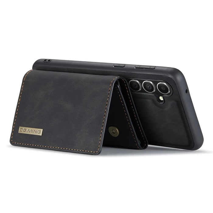 DG.MING M1 Series for Samsung Galaxy S26 Phone Case PU + TPU + PC Back Cover with Magnetic Tri-Fold Wallet Kickstand - Black - 4