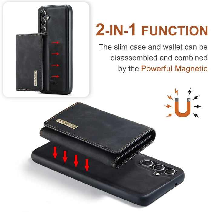 DG.MING M1 Series for Samsung Galaxy S26 Phone Case PU + TPU + PC Back Cover with Magnetic Tri-Fold Wallet Kickstand - Black - 5