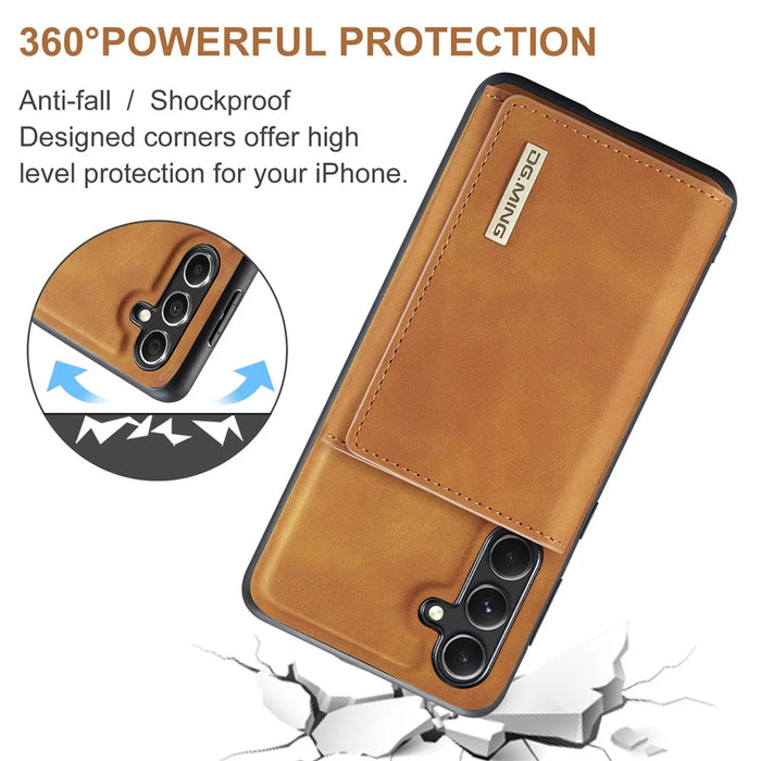 DG.MING M1 Series for Samsung Galaxy S26+ Phone Case PU + TPU + PC Back Cover with Magnetic Tri-Fold Wallet Kickstand - Brown - 5