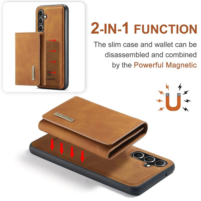 DG.MING M1 Series for Samsung Galaxy S26+ Phone Case PU + TPU + PC Back Cover with Magnetic Tri-Fold Wallet Kickstand - Brown - 6
