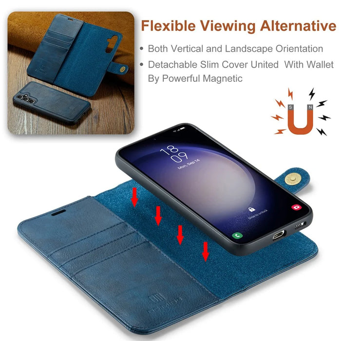 DG.MING for Samsung Galaxy S26 Case Detachable Wallet Stand Split Leather Phone Cover - Blue - 6